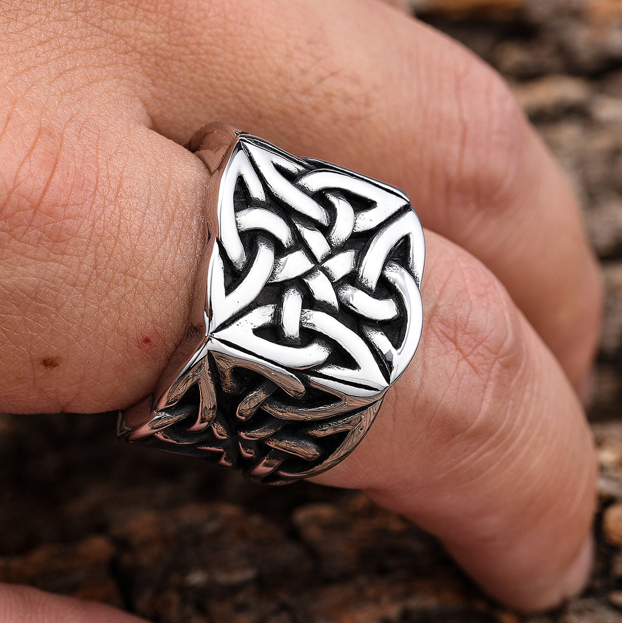 Heavy Quad Tri Knot Ring