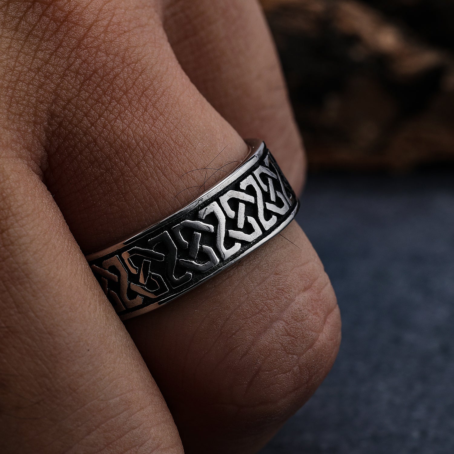Squared Celtic Knot Band Ring