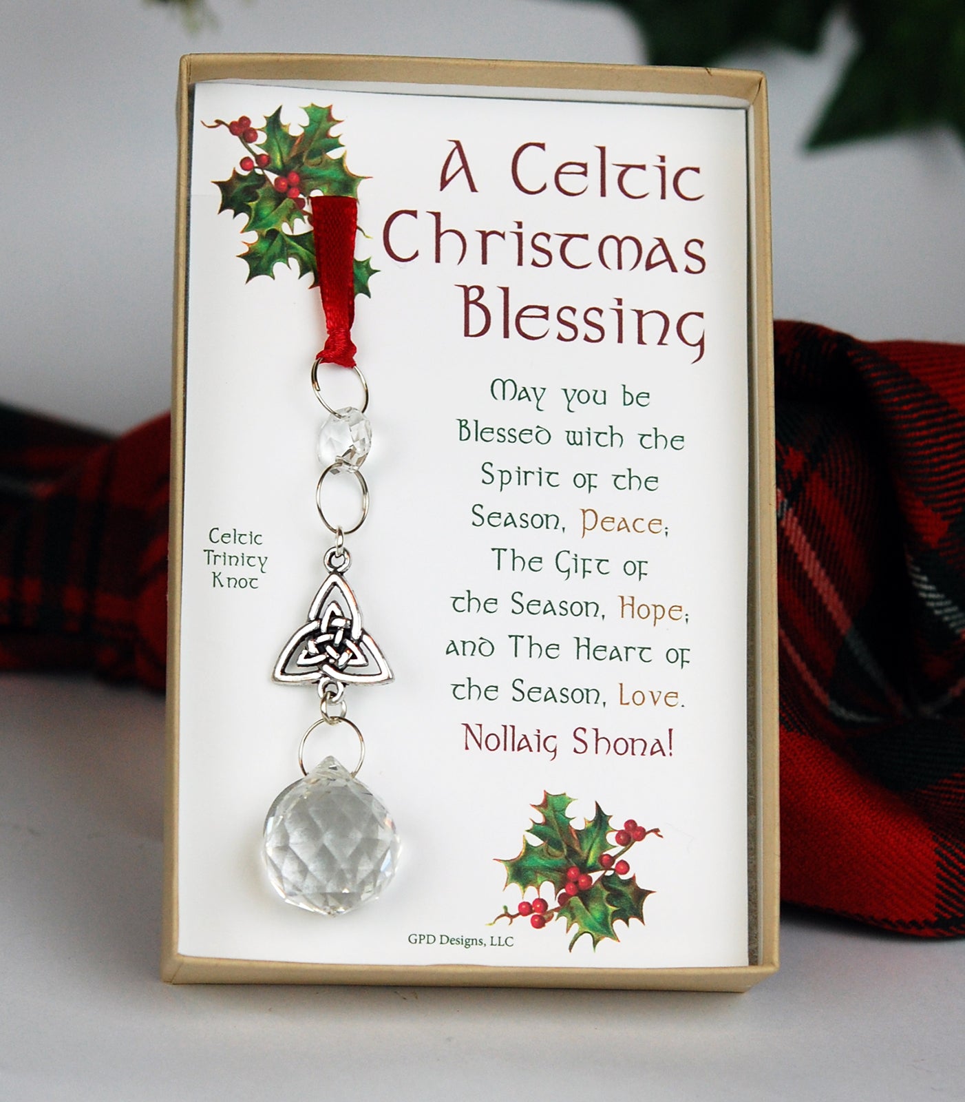 Crystal and Trinity Knot Christmas Ornament