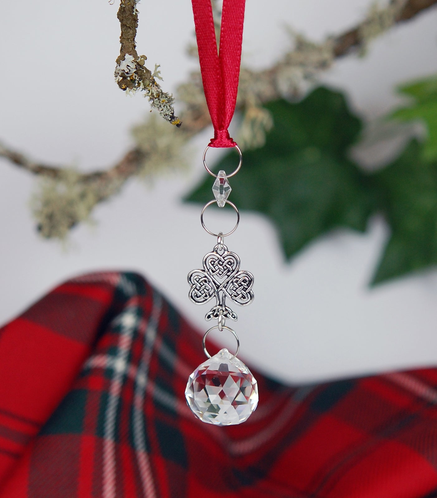 Crystal and Celtic Knot Shamrock Christmas Ornament