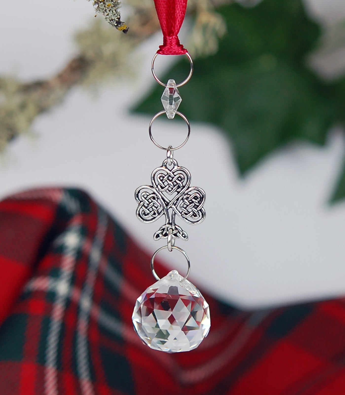 Crystal and Celtic Knot Shamrock Christmas Ornament