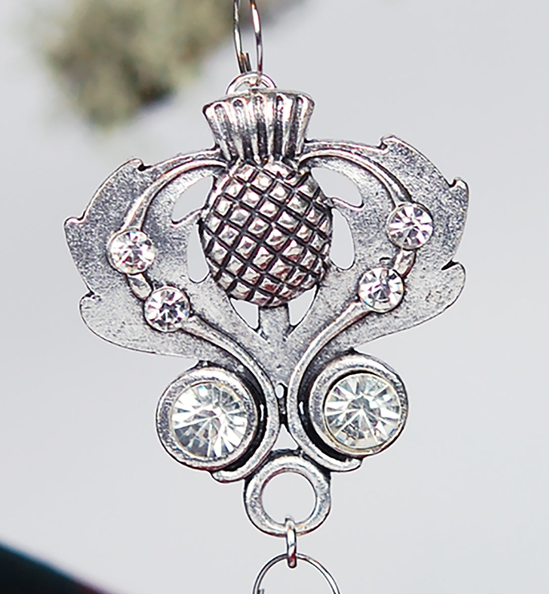 Crystal Globe Scottish Thistle Christmas Ornament