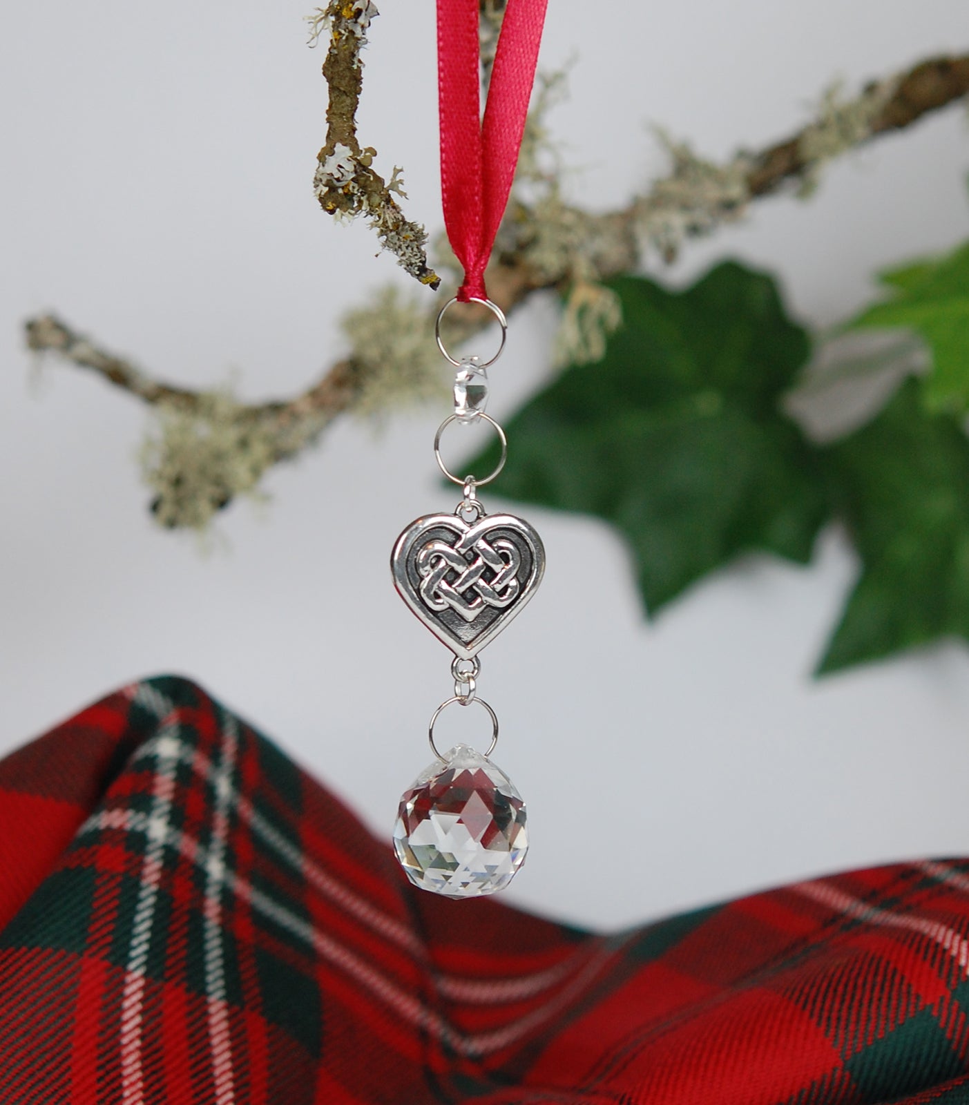Crystal and Celtic Heart Christmas Ornament