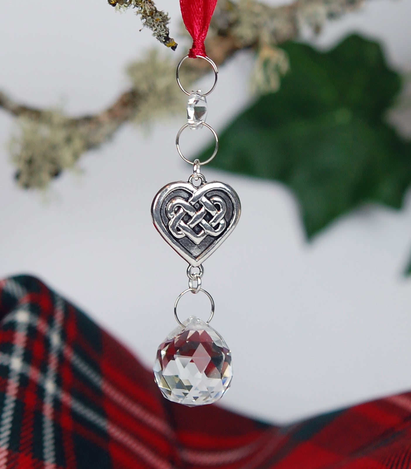 Crystal and Celtic Heart Christmas Ornament