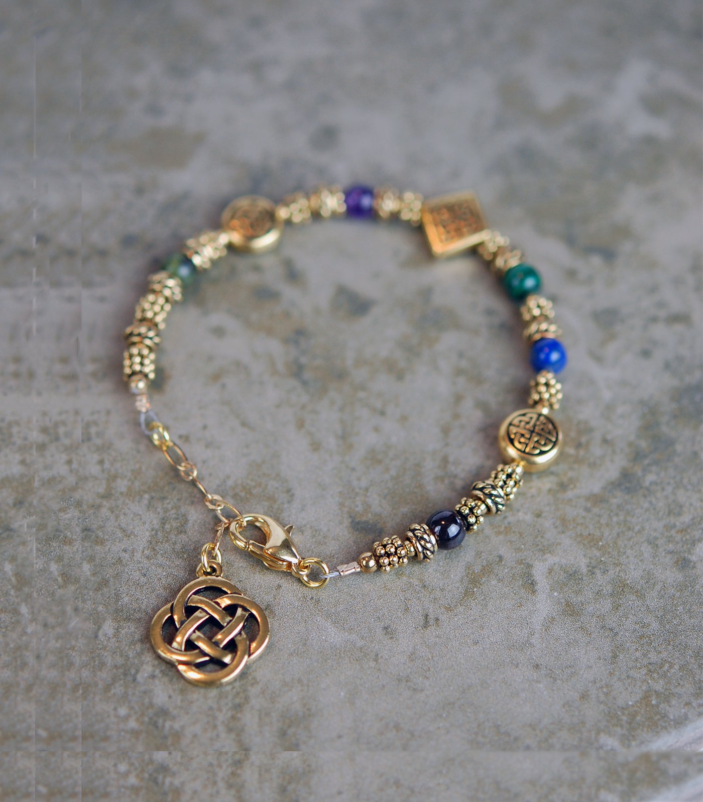 Sacred Numbers Celtic Bracelet in Antique Gold