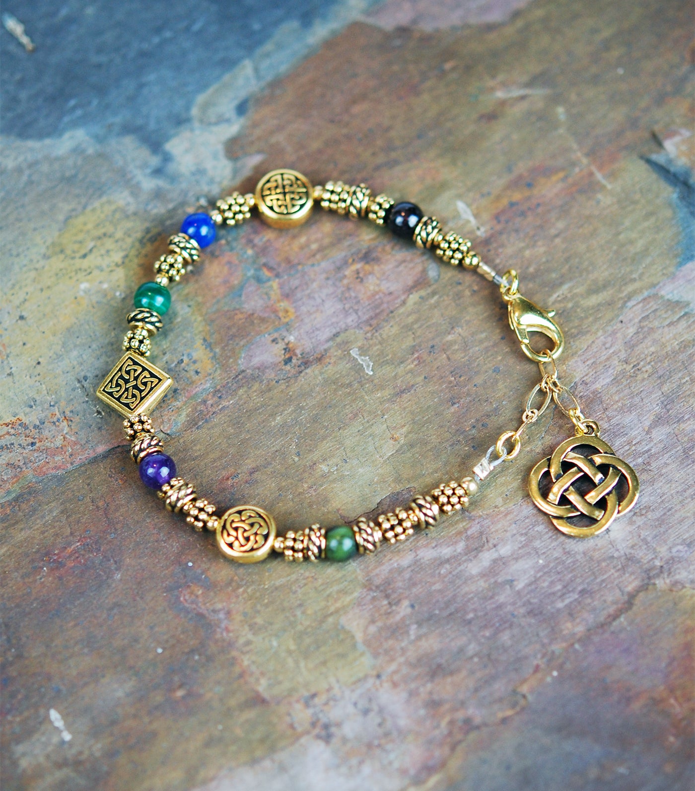 Sacred Numbers Celtic Bracelet in Antique Gold