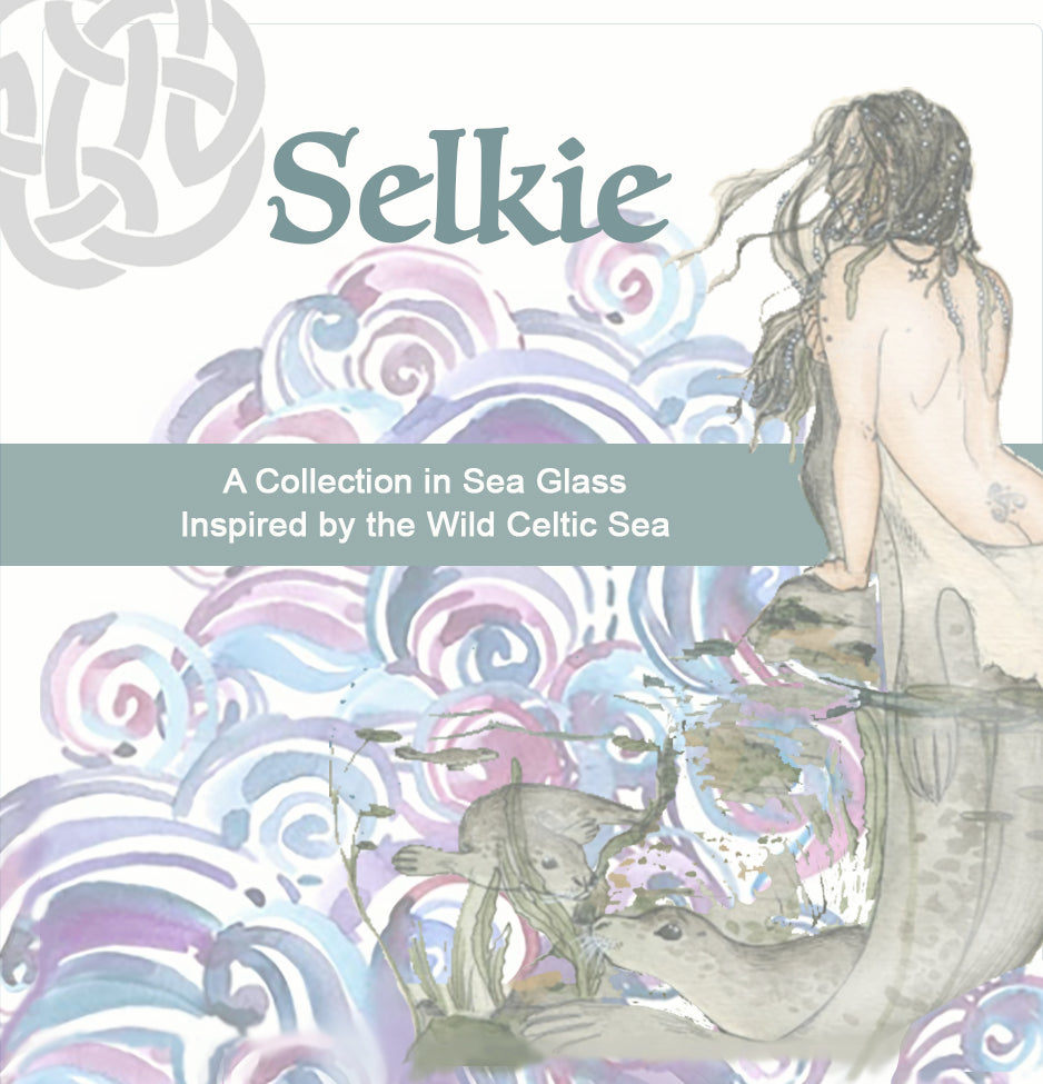 Sea Glass with Celtic Spiral and Real Faceted Gemstones Pendant