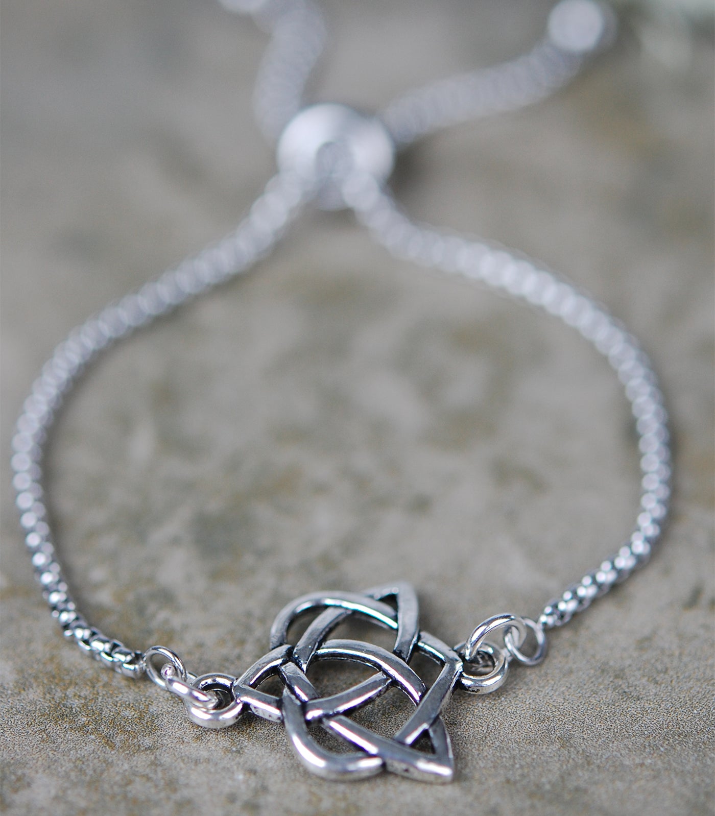 Celtic Heart and Trinity Knot Slide Bracelet