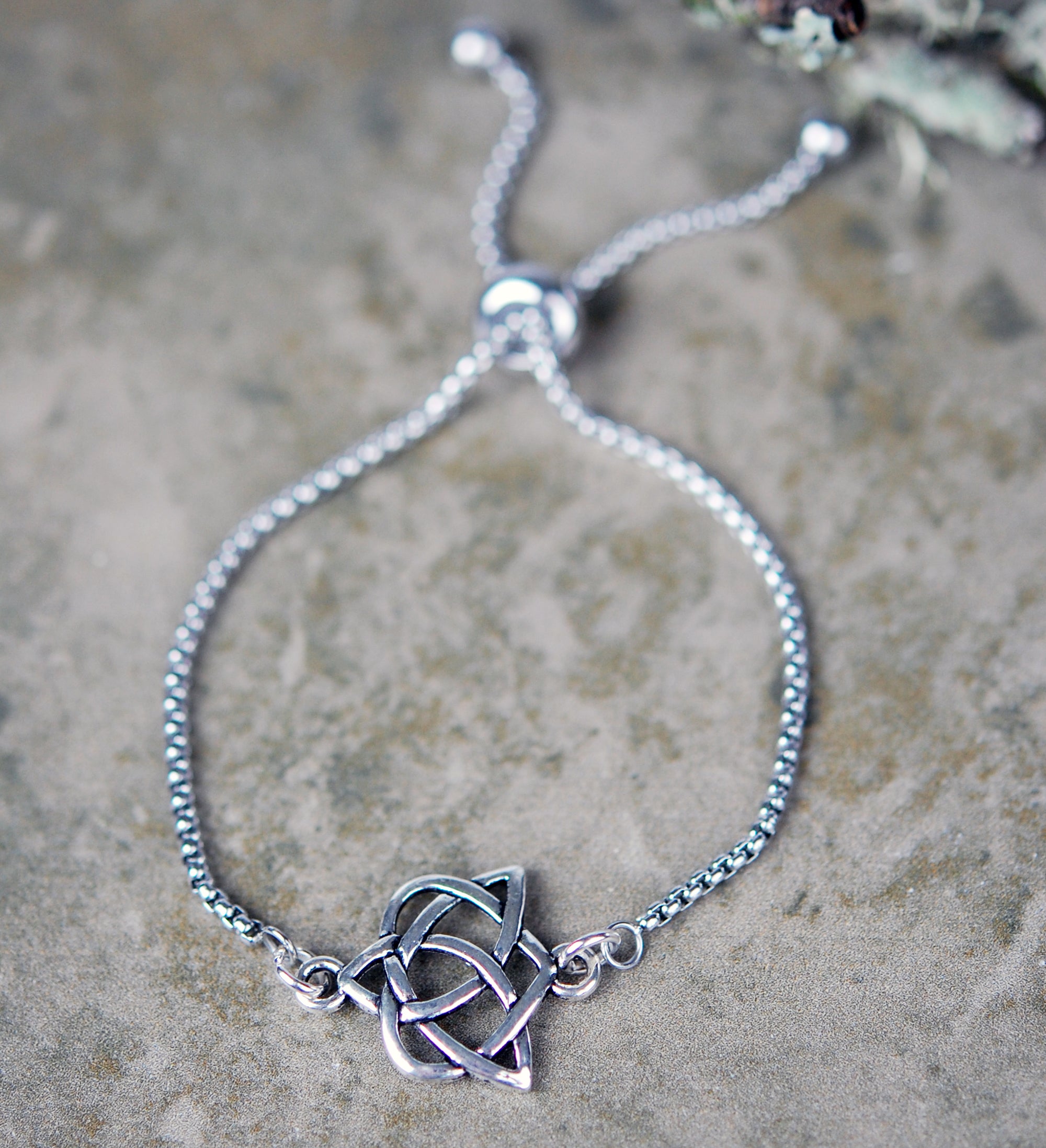 Celtic Heart and Trinity Knot Slide Bracelet