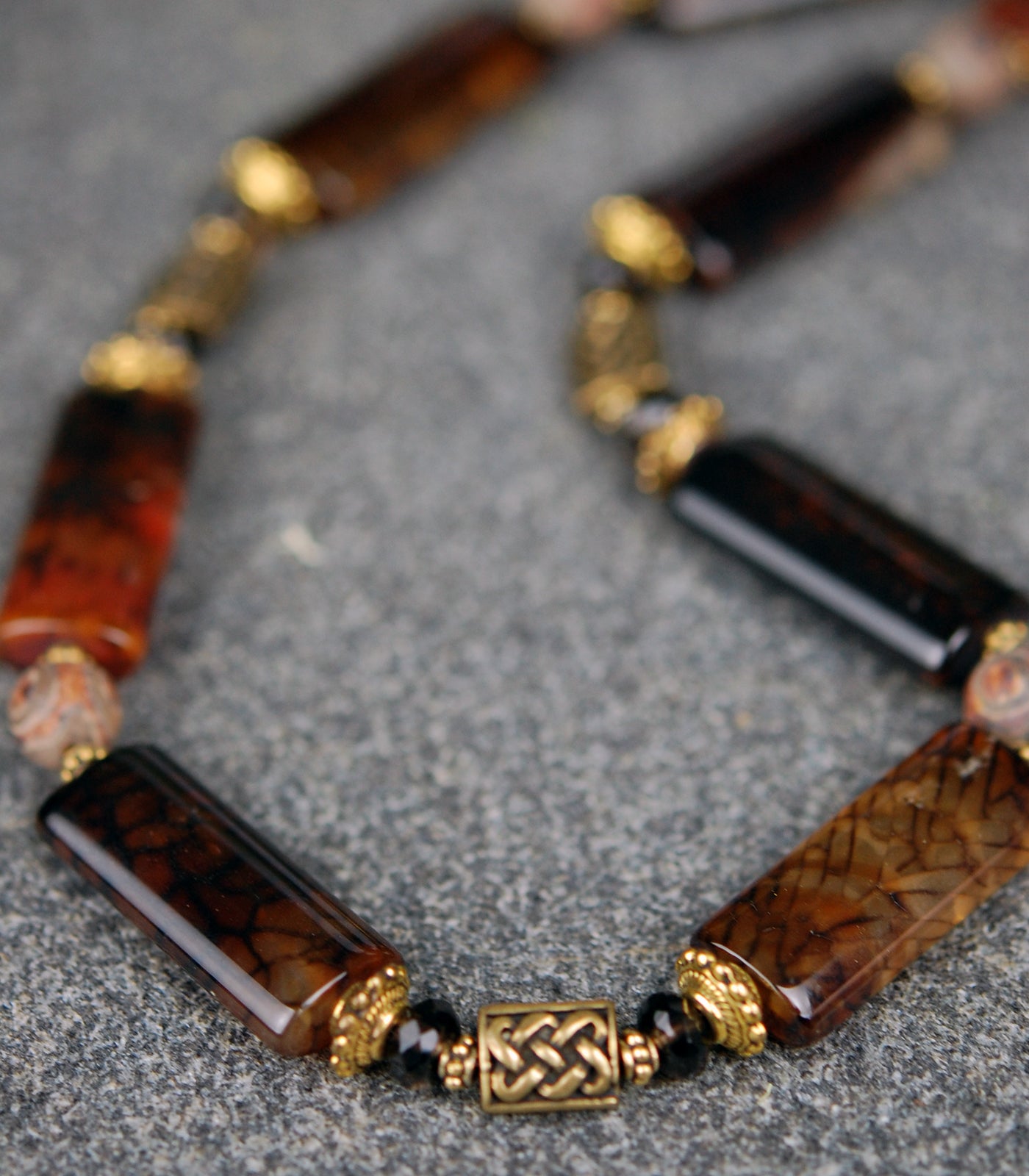 Stunning Spider Agate and Smoky Quartz Necklace