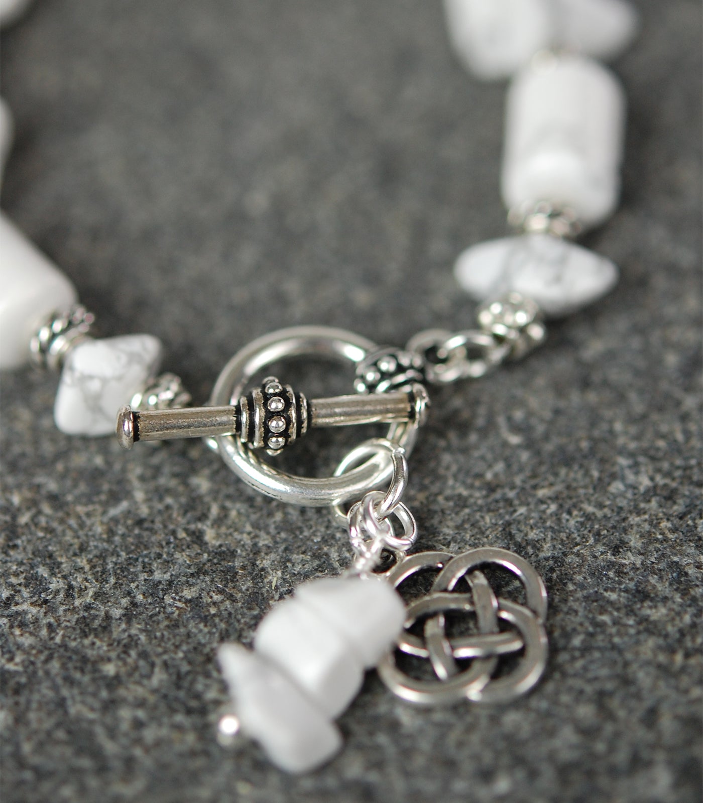 Howlite with Celtic Knots Toggle Bracelet