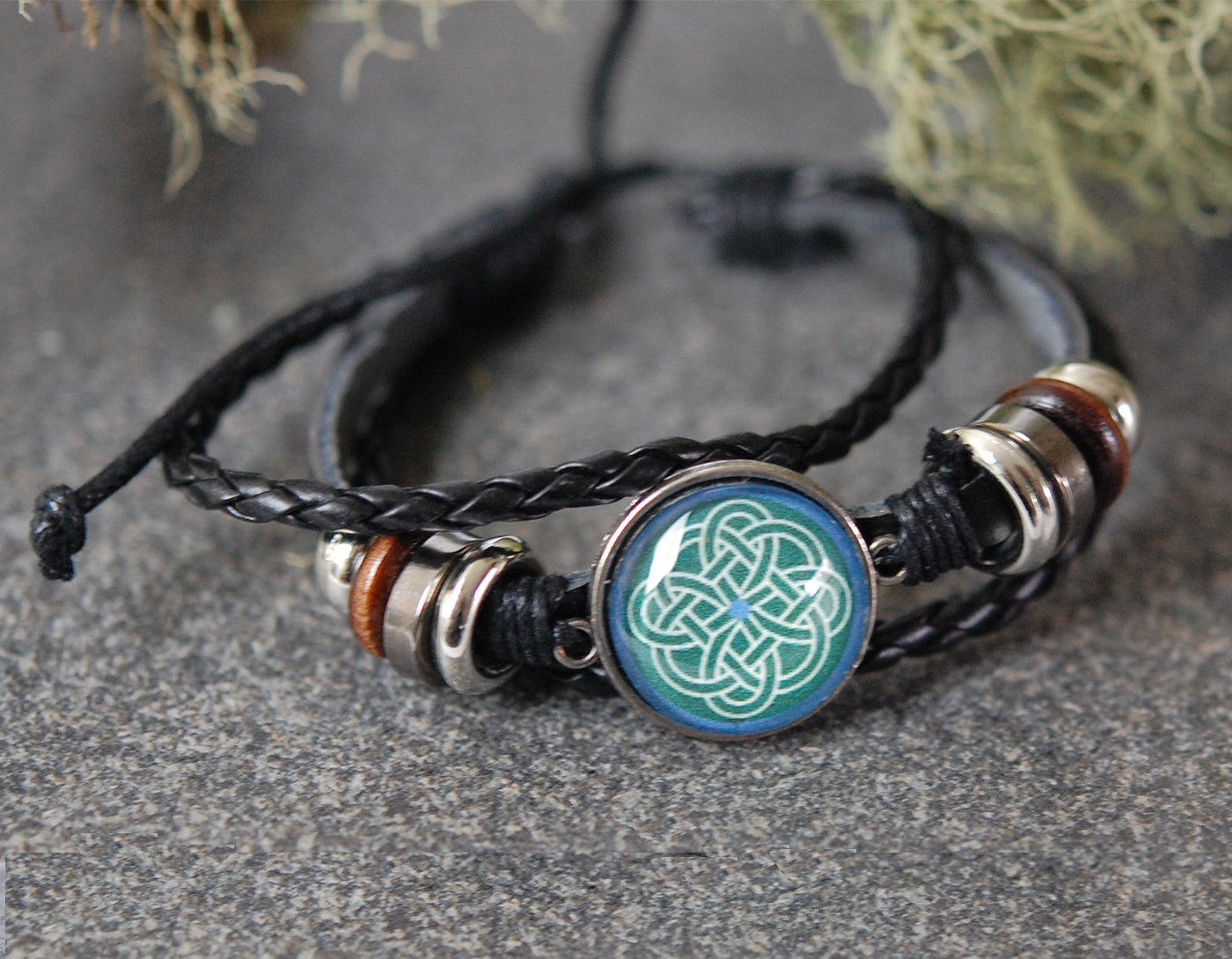 Ocean's Blue Celtic Knot Cabochon Bracelet