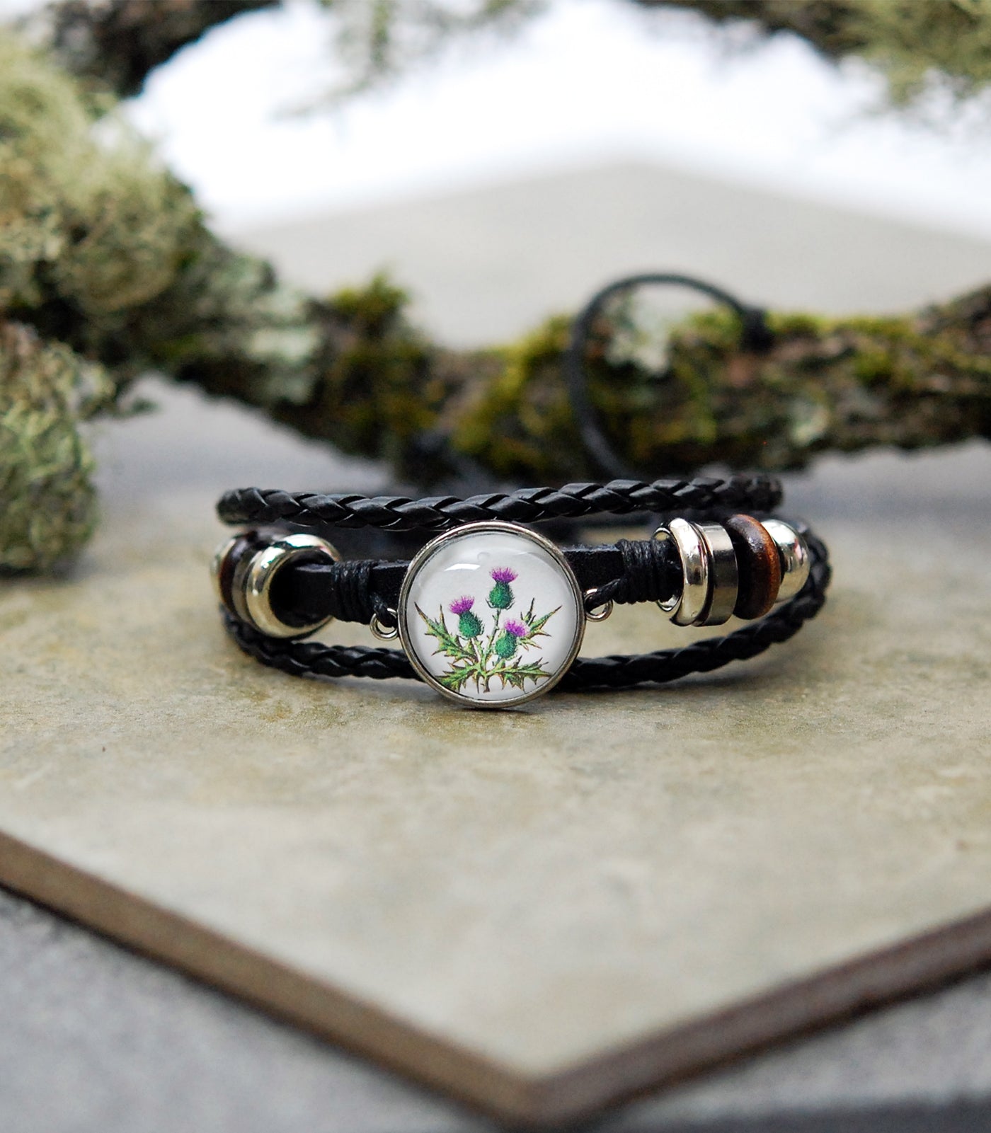 Scottish Thistle Cabochon Bracelet