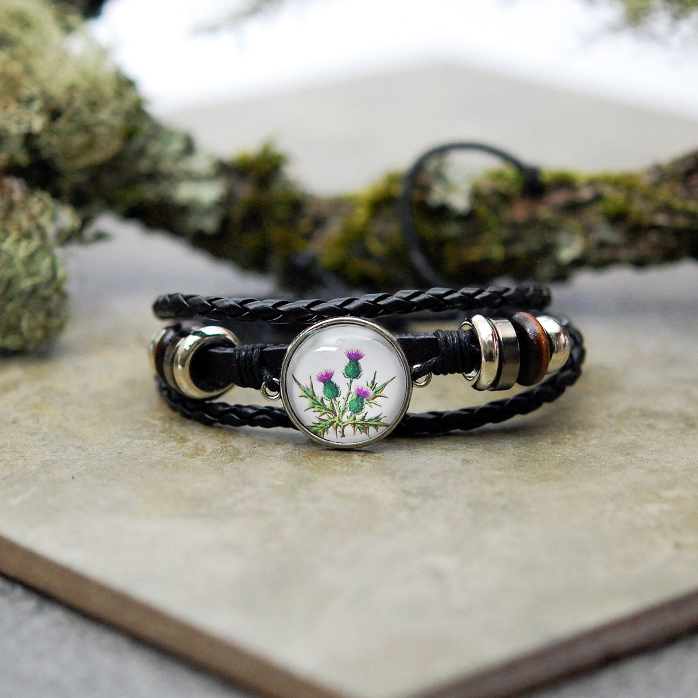 Scottish Thistle Cabochon Bracelet