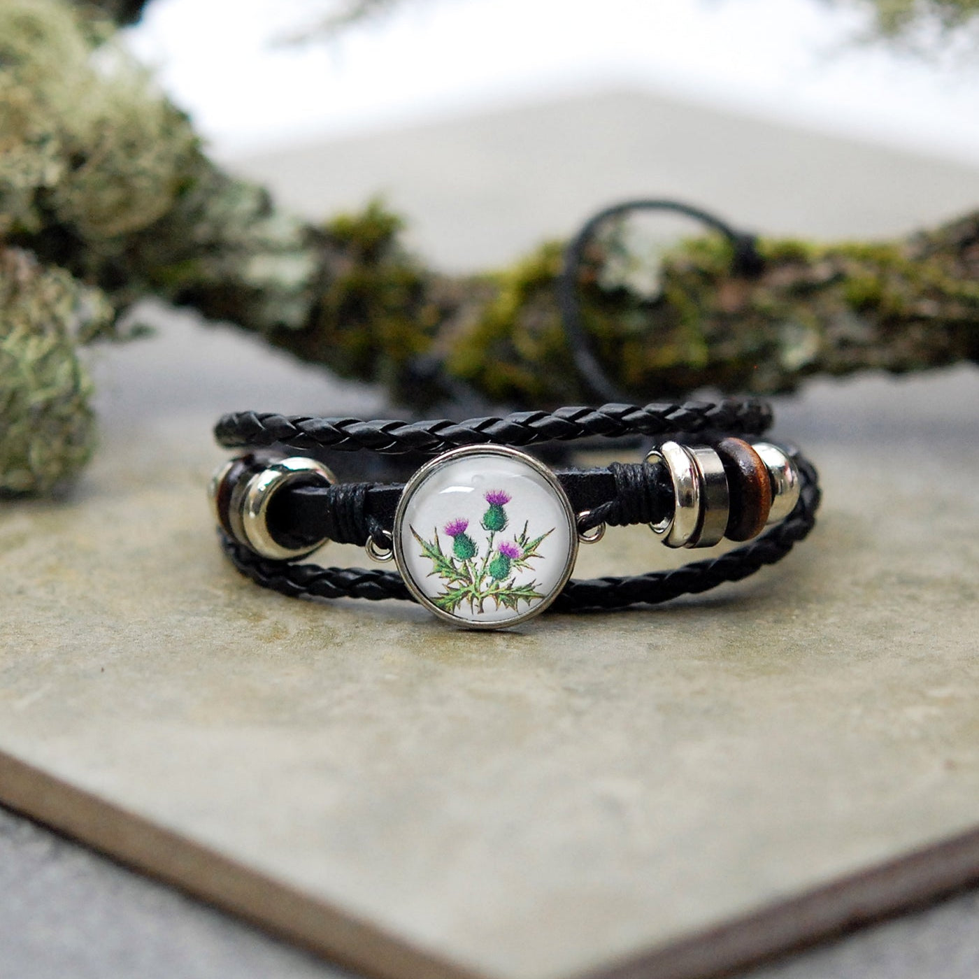 Scottish Thistle Cabochon Bracelet