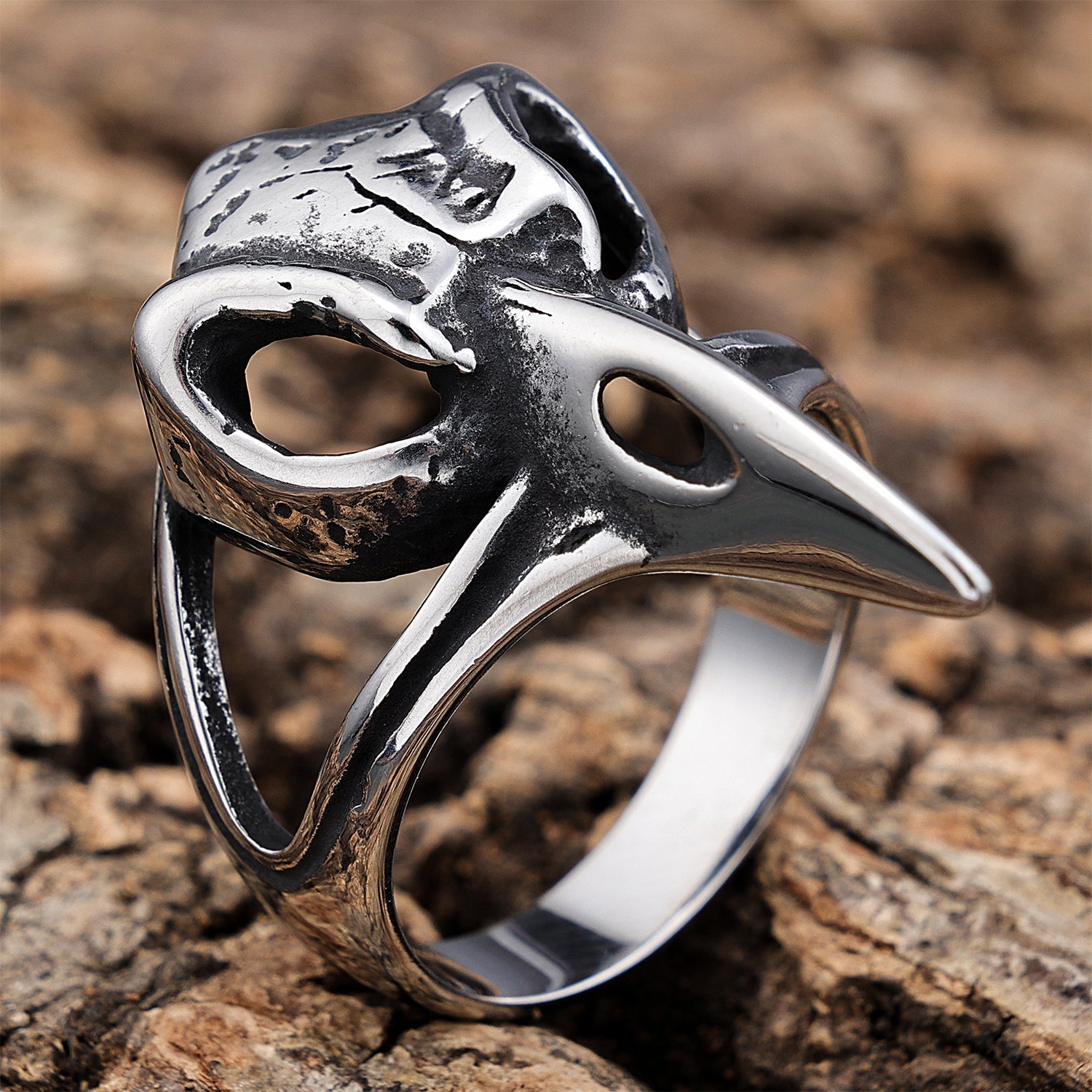 Raven Bird Skull Ring