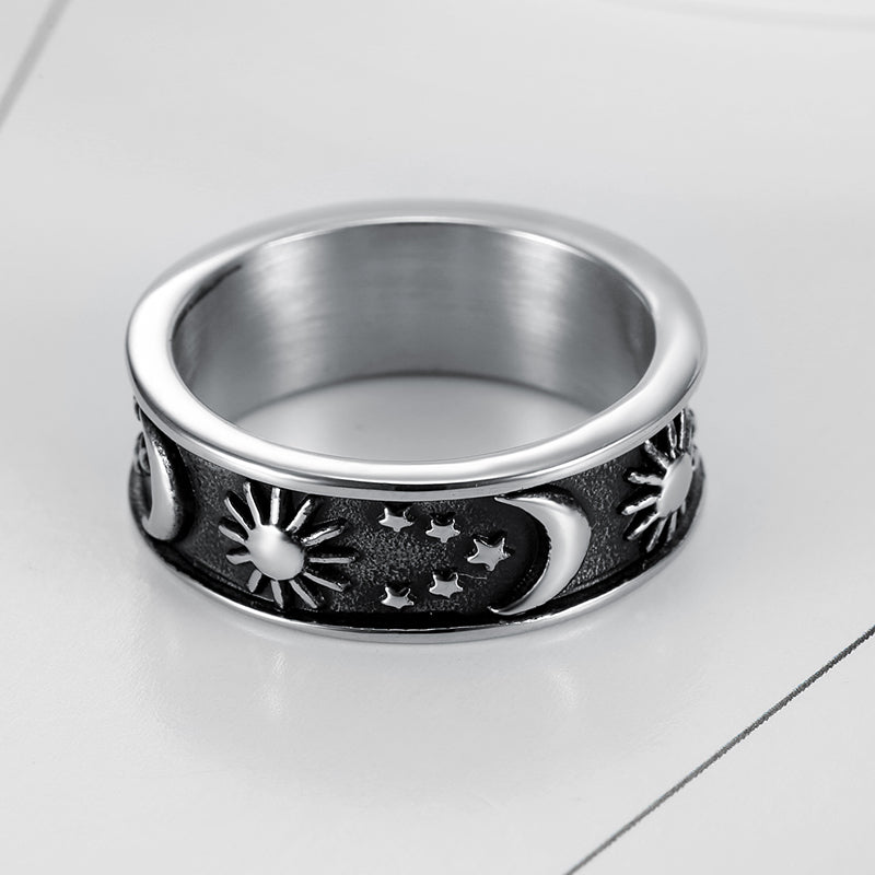 Celestial Sun, Moon and Stars Ring