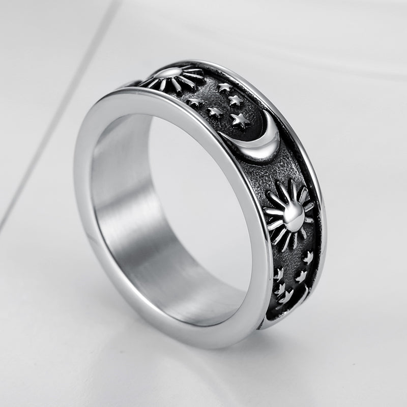 Celestial Sun, Moon and Stars Ring