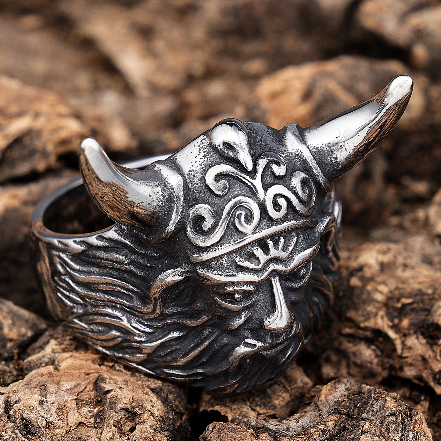 Celtic Horned Warrior Ring