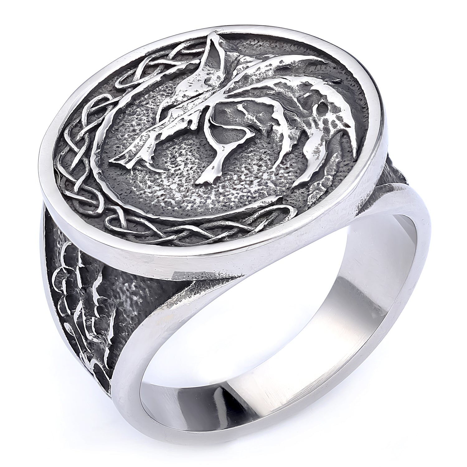 Celtic Wolf  with Celtic Knots Ring