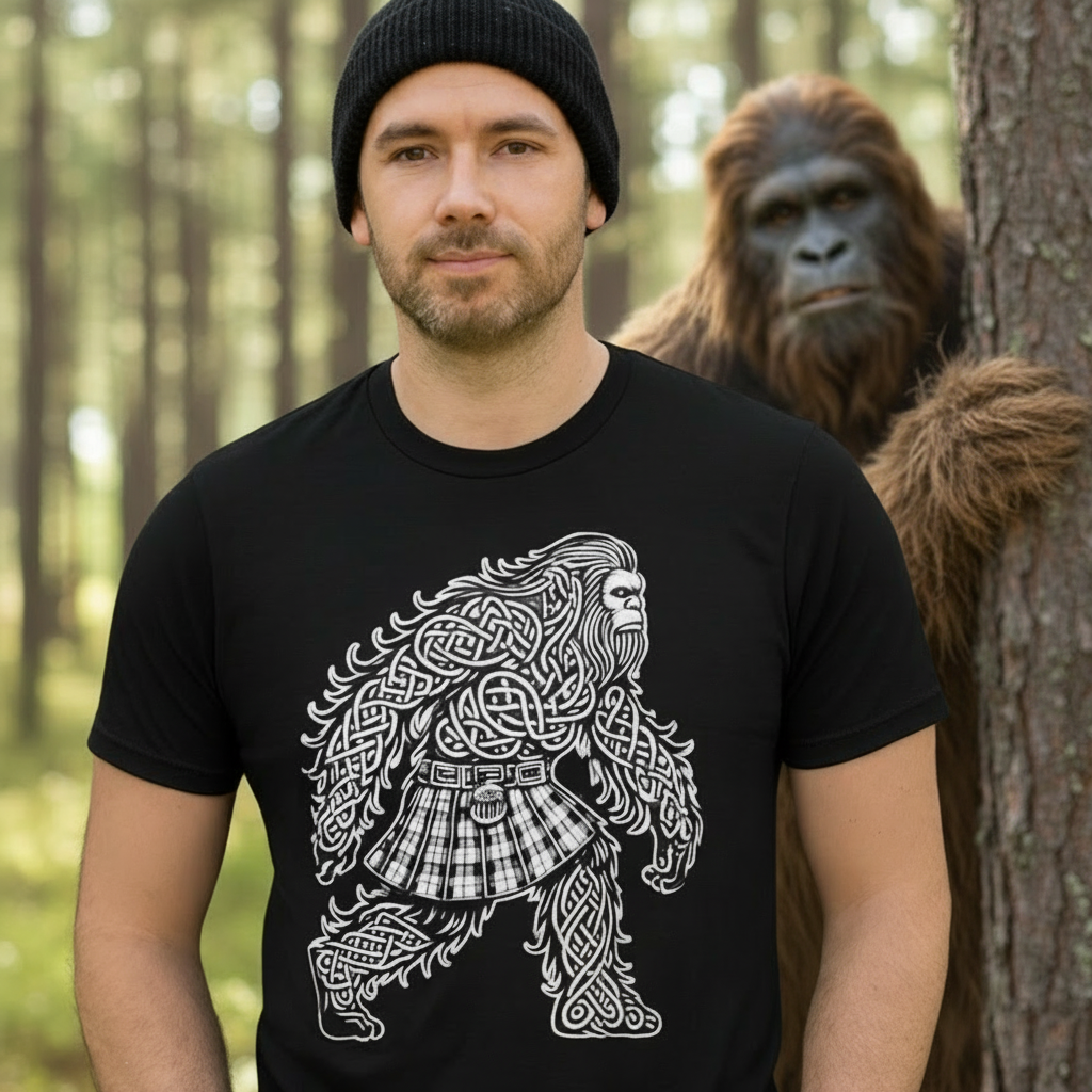 Kilted Celtic Sasquatch Bigfoot T-Shirt