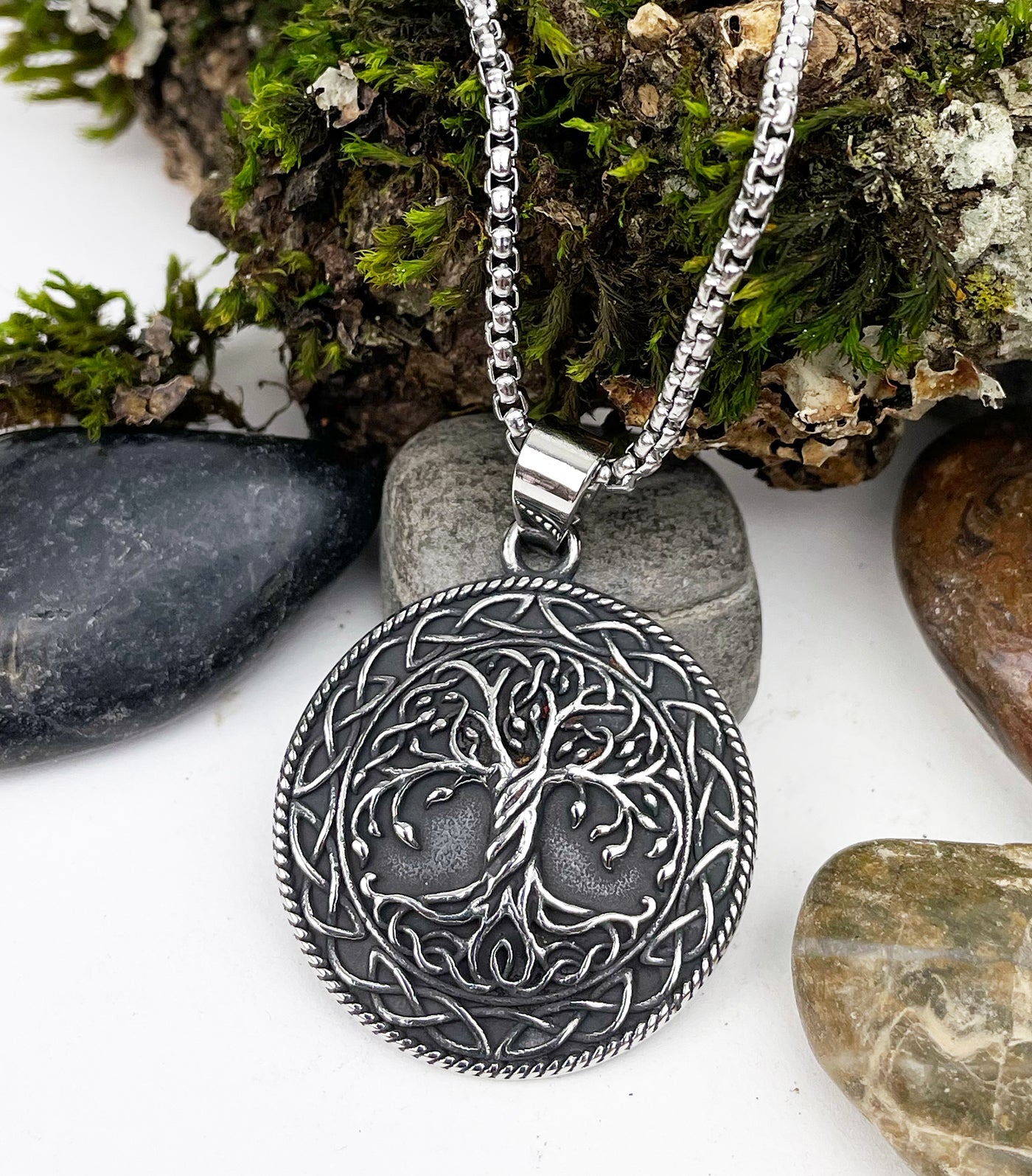 Deep Forest Tree of Life Pendant in Stainless Steel