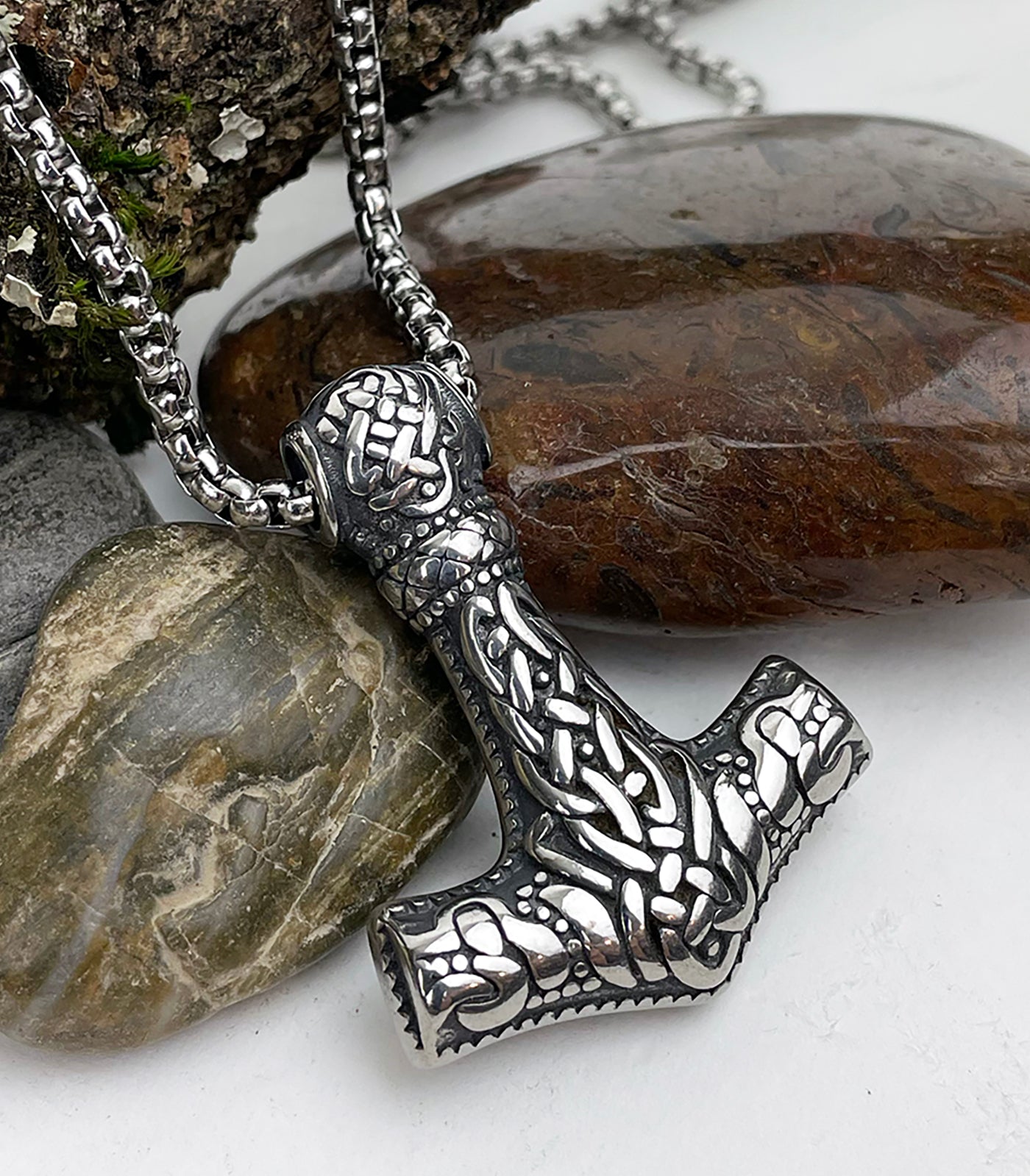 Celtic Knotted Thor's Hammer Stainless Steel Pendant