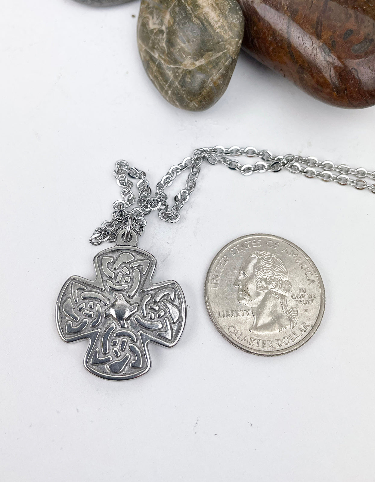 Four-armed Celtic Knot Cross Stainless Steel Pendant