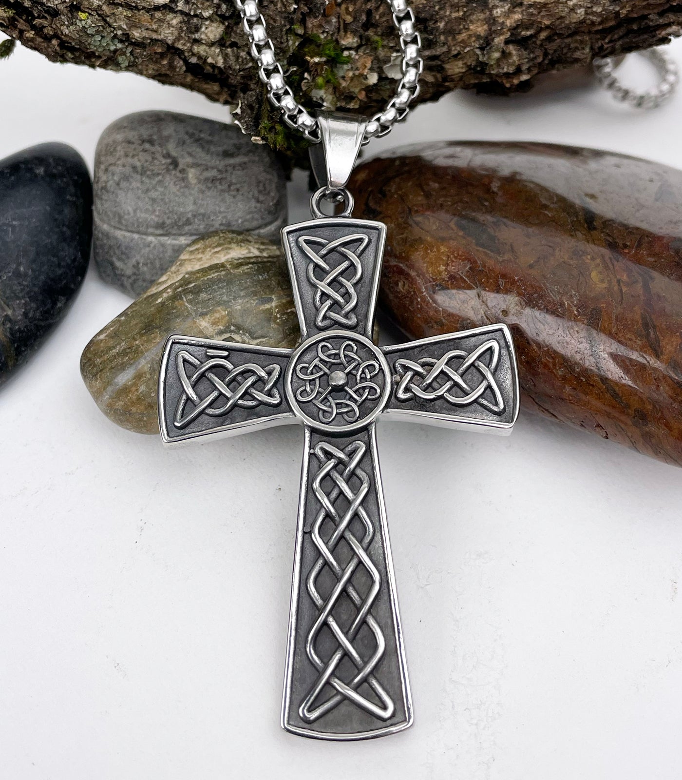 Large Celtic Knot Cross Stainless Steel Pendant