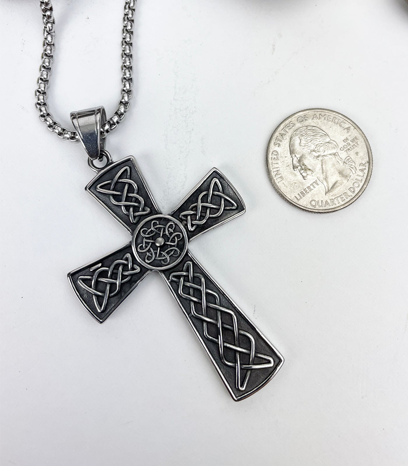 Large Celtic Knot Cross Stainless Steel Pendant