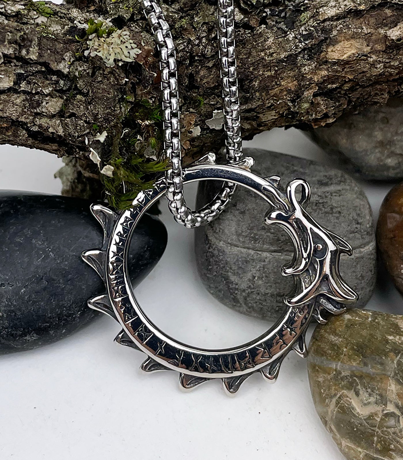 Circle Dragon Stainless Steel Pendant