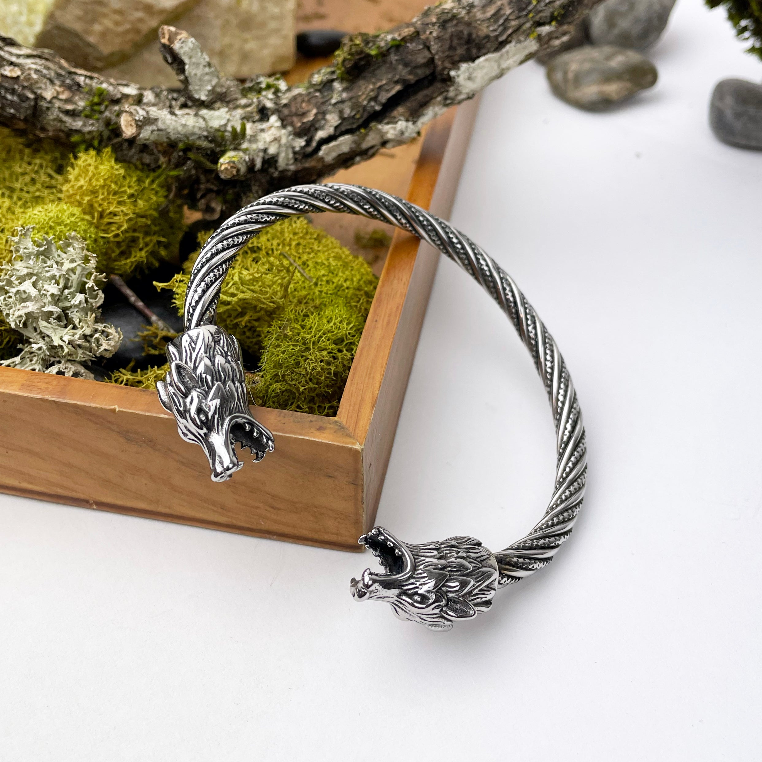 Celtic Wolf Wolfhound Torc Men's Bracelet