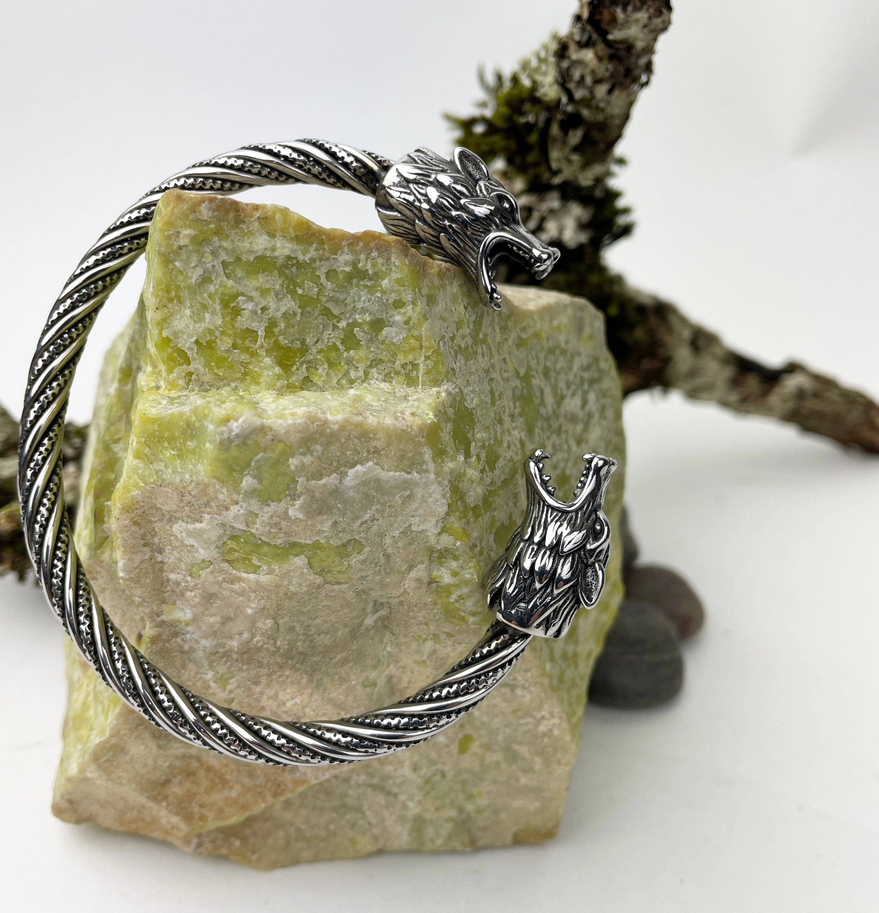 Celtic Wolf Wolfhound Torc Men's Bracelet