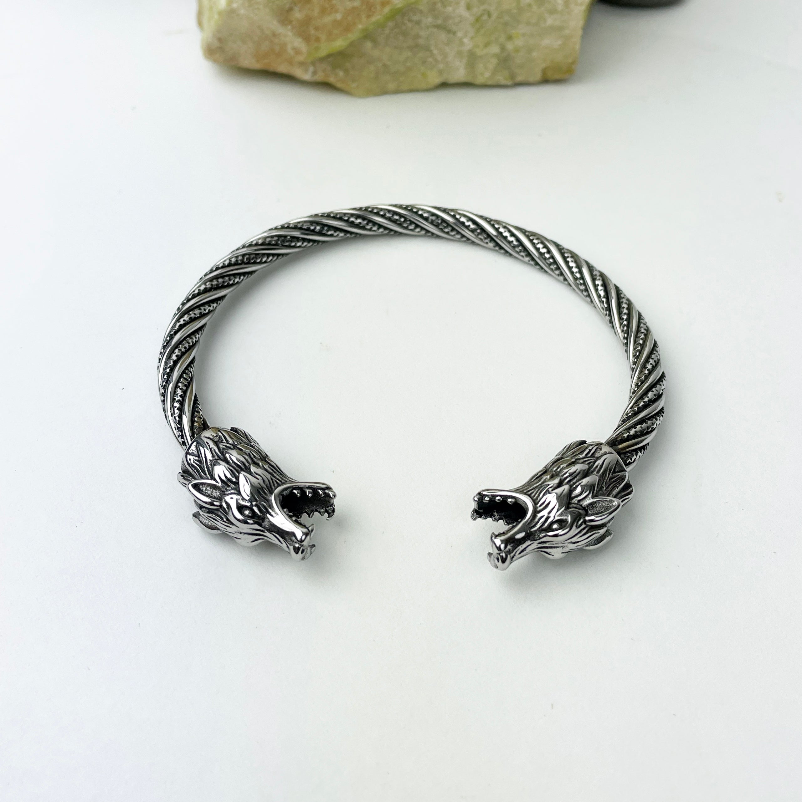 Celtic Wolf Wolfhound Torc Men's Bracelet