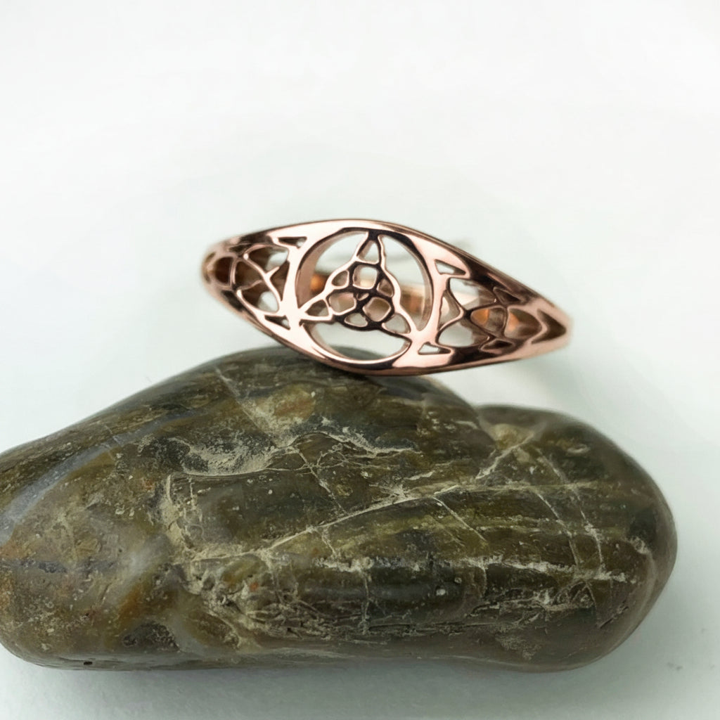 Woman's Fancy Trinity Knot Ring in Rose Gold Stainless Steel
