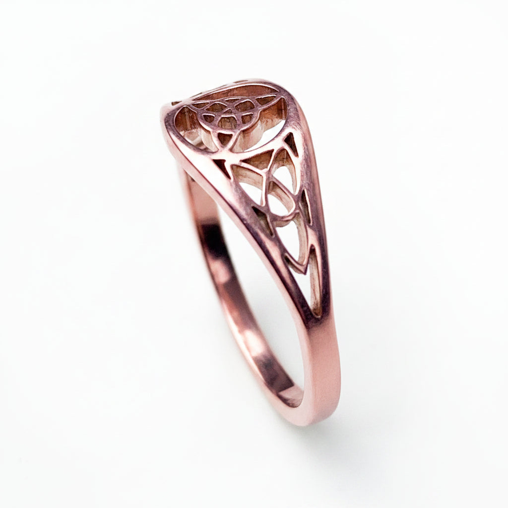 Woman's Fancy Trinity Knot Ring in Rose Gold Stainless Steel