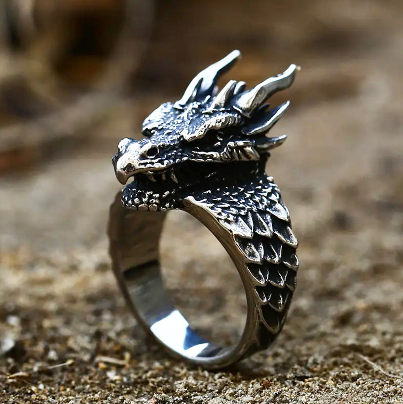 Rise of the Dragon Stainless Steel Ring