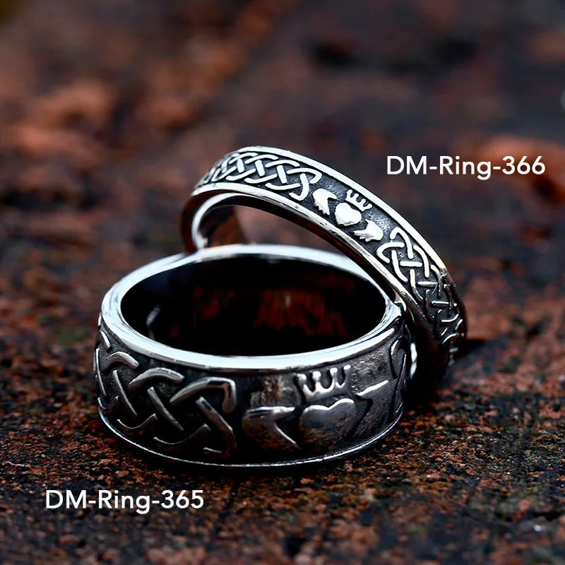 Wide Claddagh and Celtic Knot Ring Band