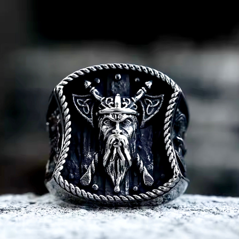 Odin with Crossed Axes Ring