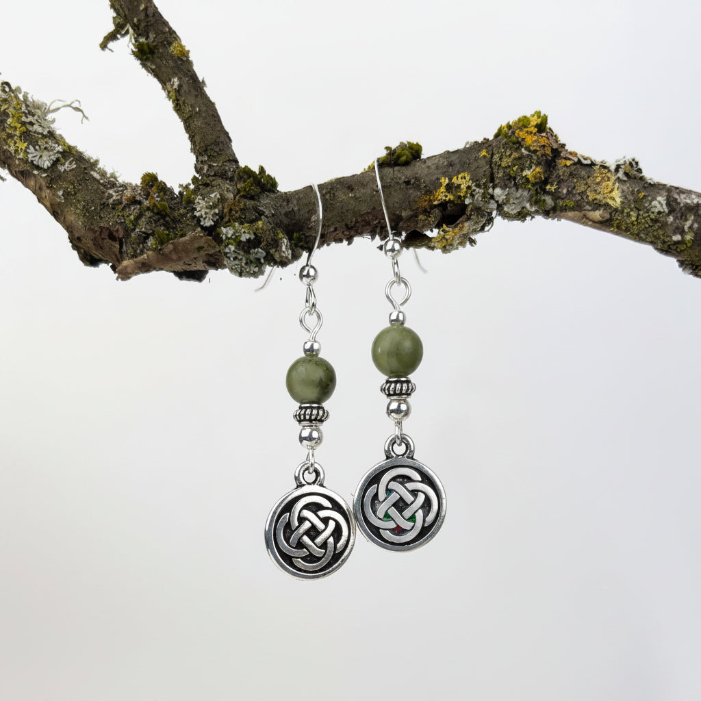 Connemara marble Rondelle with Celtic Knot Coin