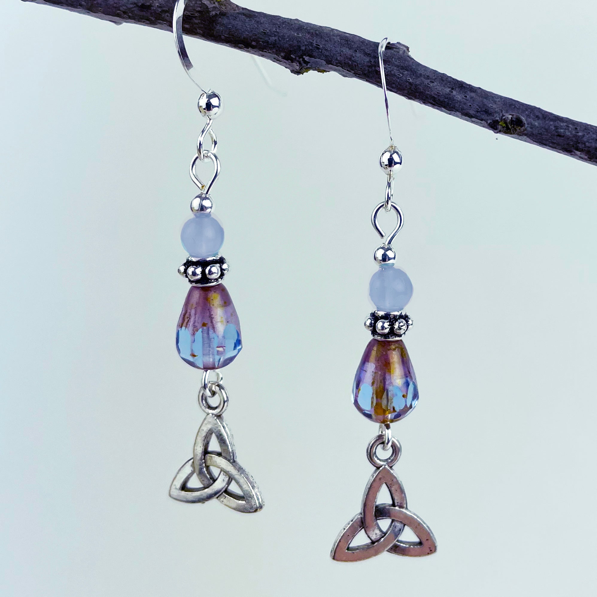 Lavender Chalcedony with Teardrop and Trinity Knot