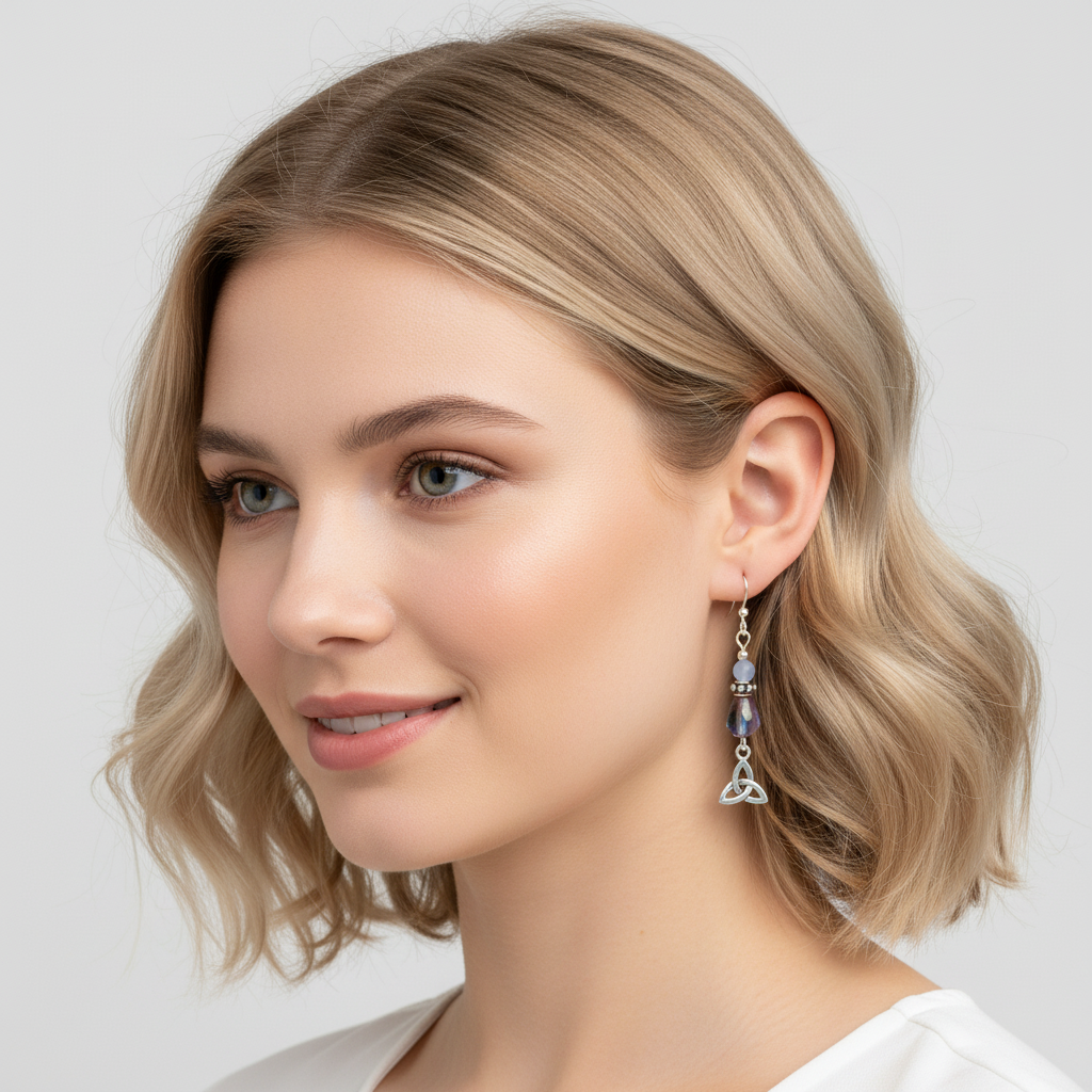 Lavender Chalcedony with Teardrop and Trinity Knot