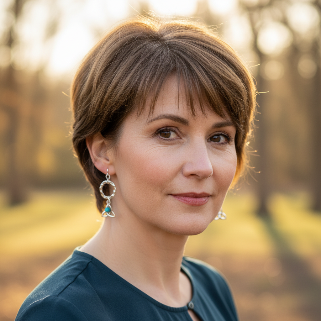 Hammered Circle of Life with Celtic Trinity Knot and Turquoise