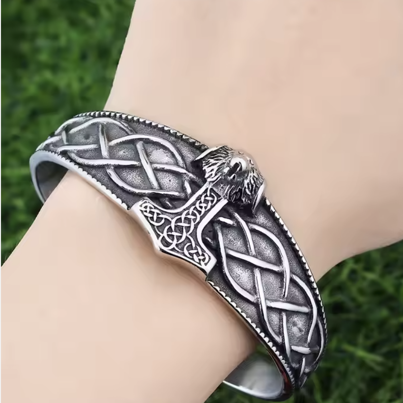 Thor's Hammer Wide Celtic Knot Bracelet