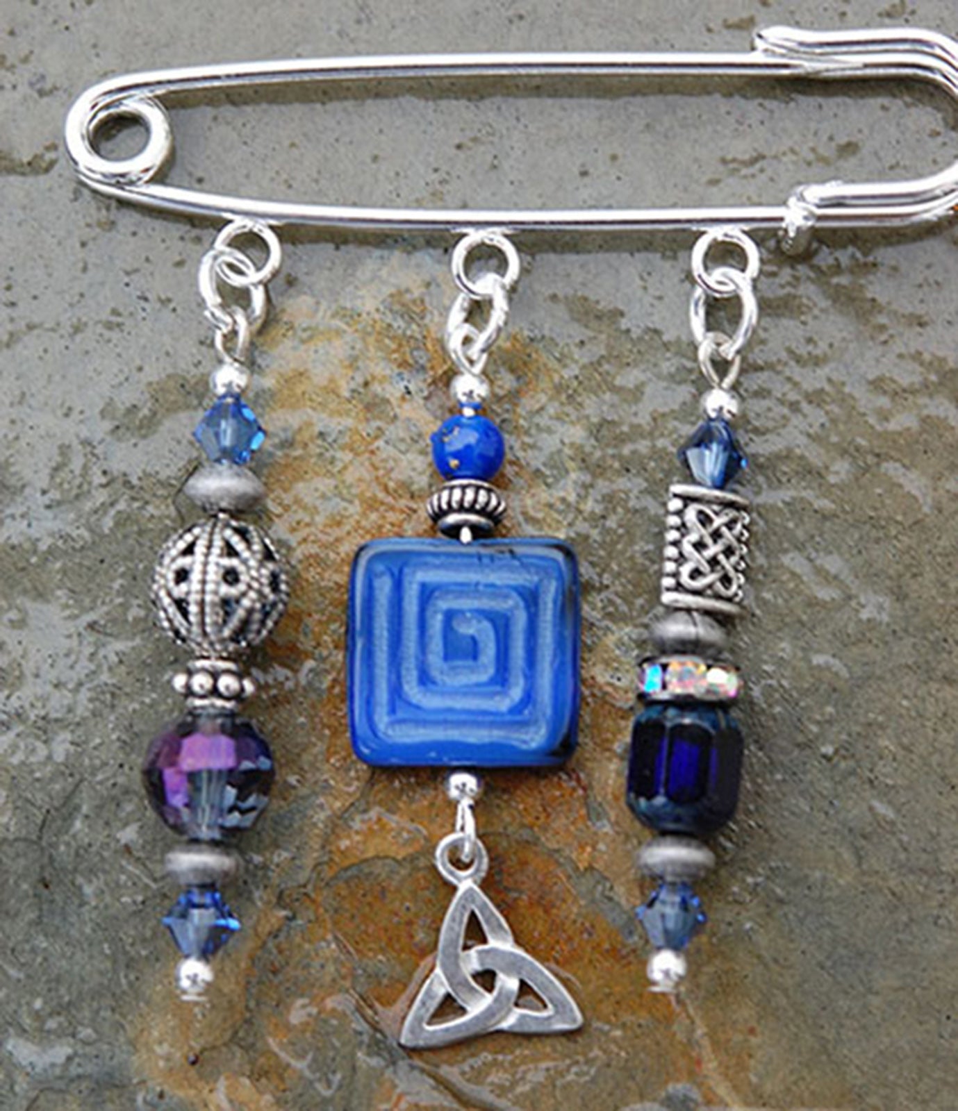 Lapis Lazuli with Celtic Trinity Knot Pin