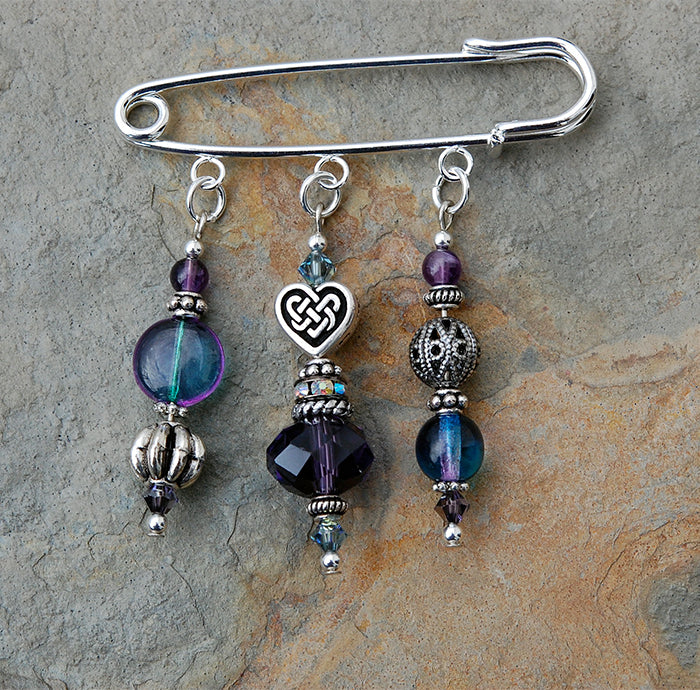 Amethyst Celtic Heart Pin