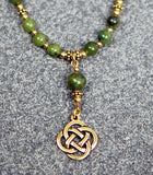 Round Celtic Knot Drop and Connemara Marble Necklace