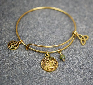 Connemara Marble Wire Bracelet with Tree of Life