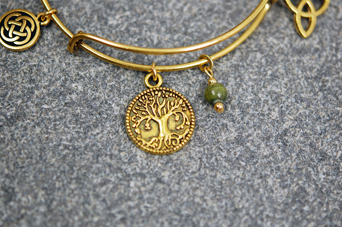 Connemara Marble Wire Bracelet with Tree of Life