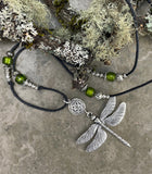 Celtic Dragonfly Pendant with Lampwork Artisan Beads
